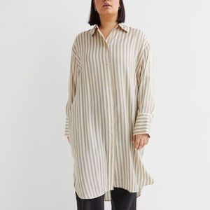 H&M+ Linen oversized shirt dress